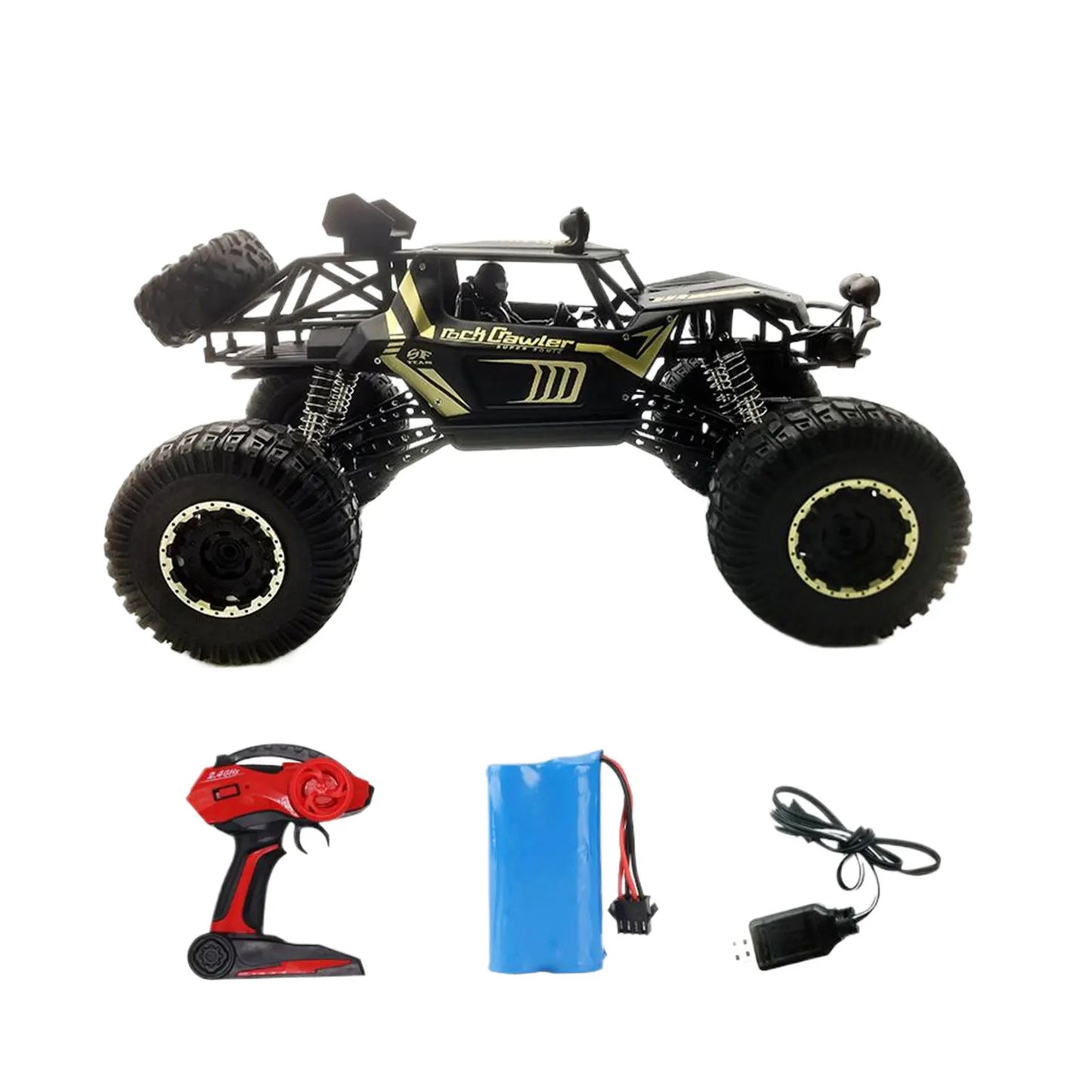 RC სატვირთო ყველგანმავალი 4x4 2.4G 1/8 ყველა რელიეფის დიდი კლდეზე მცოცავი დისტანციური მართვის მქონე ავტომობილი