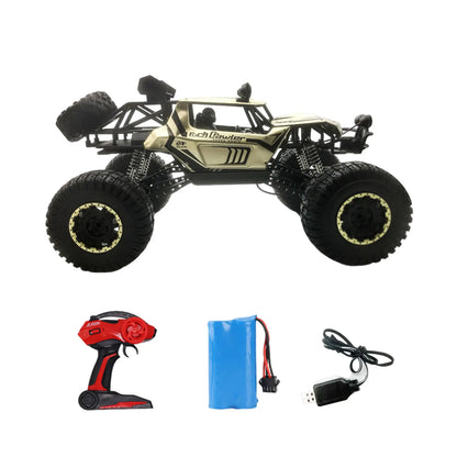 RC სატვირთო ყველგანმავალი 4x4 2.4G 1/8 ყველა რელიეფის დიდი კლდეზე მცოცავი დისტანციური მართვის მქონე ავტომობილი