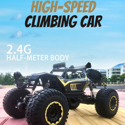 RC სატვირთო ყველგანმავალი 4x4 2.4G 1/8 ყველა რელიეფის დიდი კლდეზე მცოცავი დისტანციური მართვის მქონე ავტომობილი