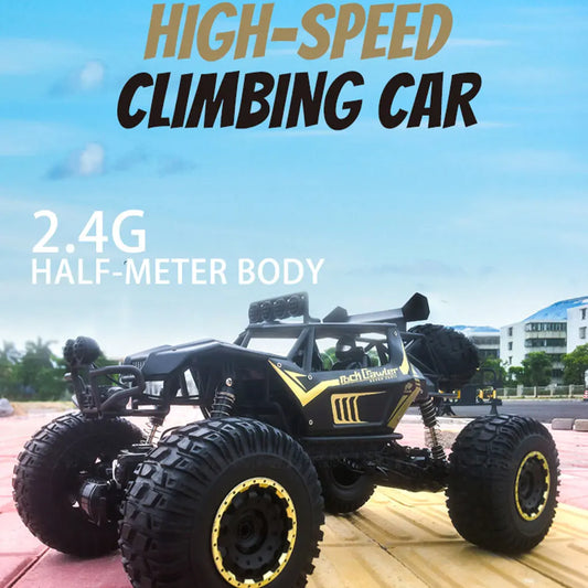 RC სატვირთო ყველგანმავალი 4x4 2.4G 1/8 ყველა რელიეფის დიდი კლდეზე მცოცავი დისტანციური მართვის მქონე ავტომობილი